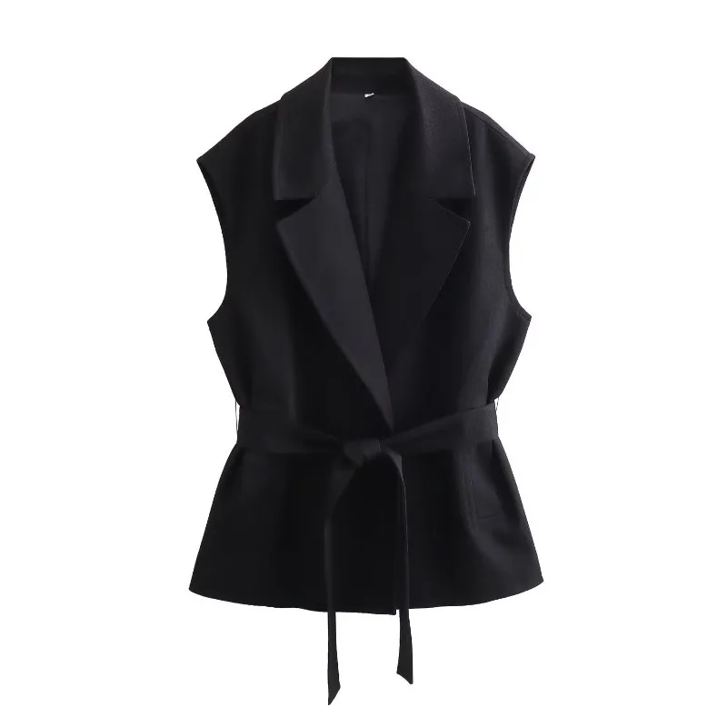 Female Summer Suit Pants Straight Waistcoat Belt Solid Retro Simple Comfortable Leisure Design Fashion Minority Versatile Thin