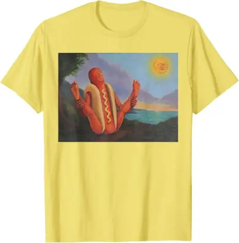 Hotdog, der sich in der Sonne sonnt, lustiges Hotdog-Yoga-T-Shirt, Y2k BBQ seltsame Essenskunst Comic-Grafik-Bekleidung, Yoga-Witz-Persönlichkeits-T-Shirt – Detail 18