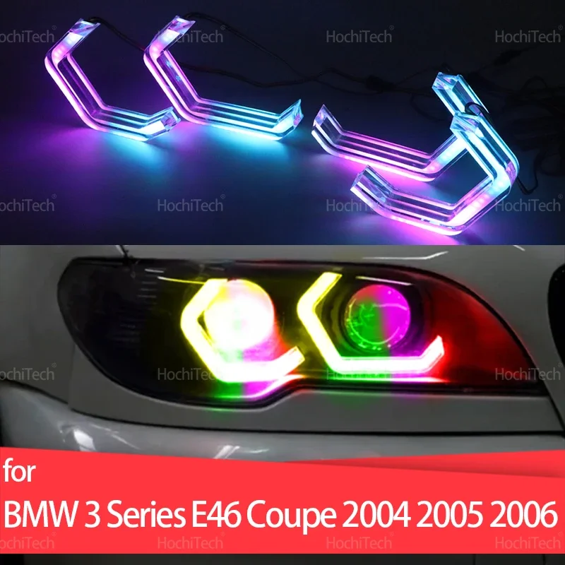 

Для BMW E46 Coupe Cabrio Convertible Facelift 2004-2006 Многоцветный плавный свет Управление приложением Светодиодные кольца «ангельские глазки» Комплект DRL