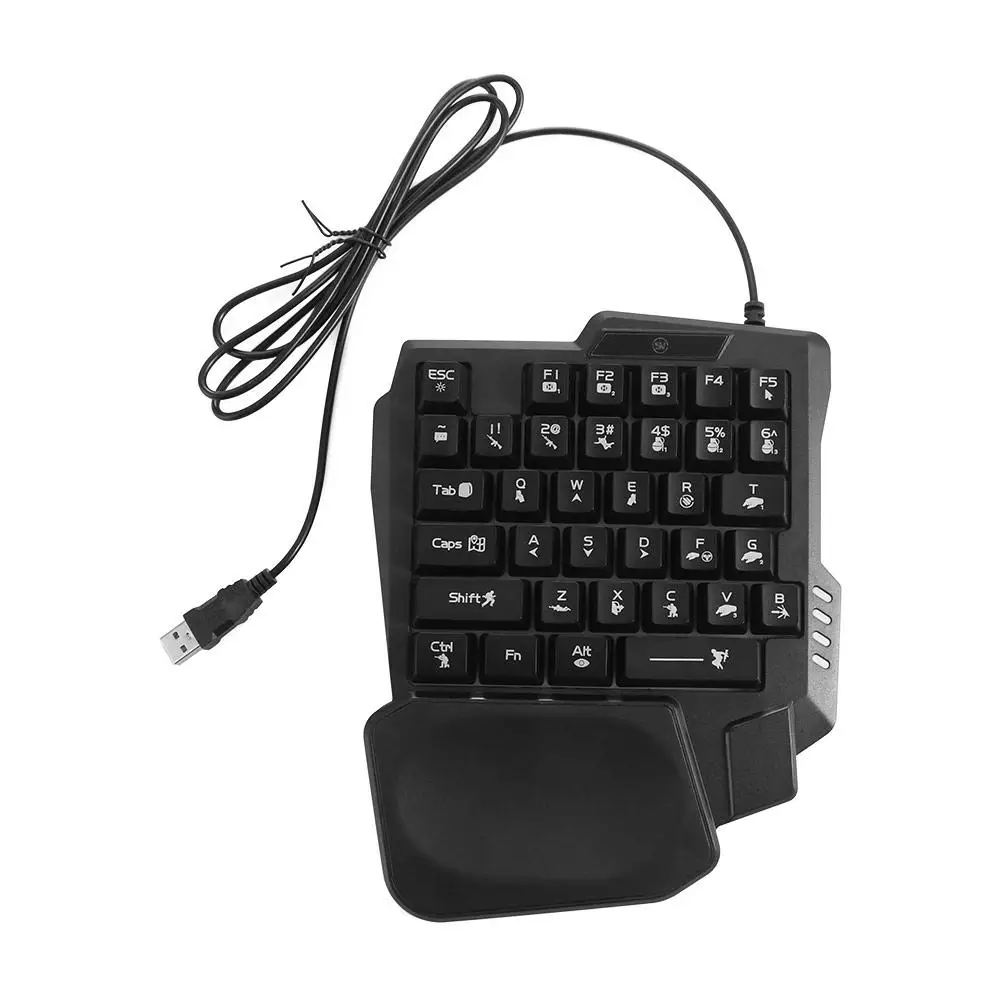 USB Single Hand Keyboard Luminous Mini One Handedly Keyboard 3 Color Backlight Wired Gaming Mechanical Keyboard Desktop PC