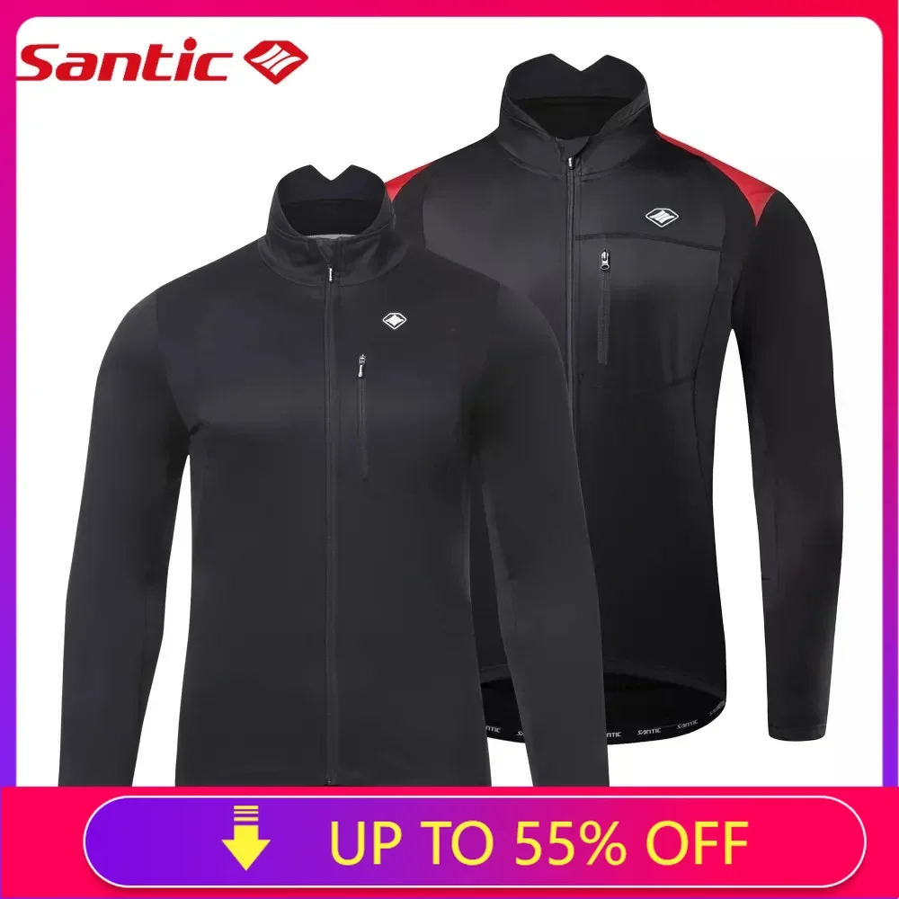 Santic Men Cycling Jackets Winter Windproof MTB Jackets Coat Keep Warm Breathable Comfort Clothes KC6104