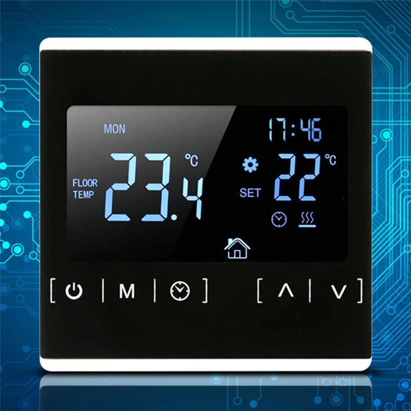 

-ABHW Smart LCD Touchscreen Thermostat For Home Programmable Electric Floor Heating System Thermoregulator AC 85-240V