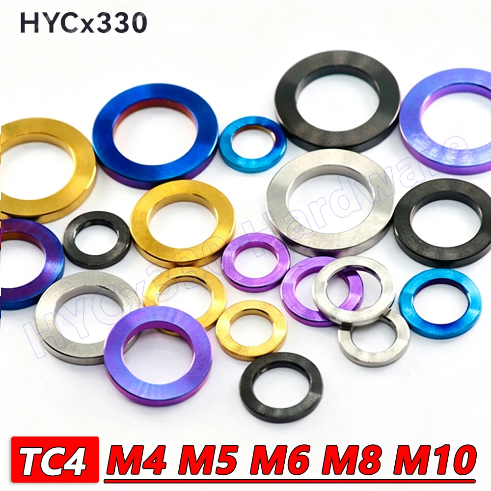 TC4 Titanium Washer Flat Thin Spacer, M4-M10 Lightweight High Strength Corrosion Resistant, for Motorcycle Bicycle