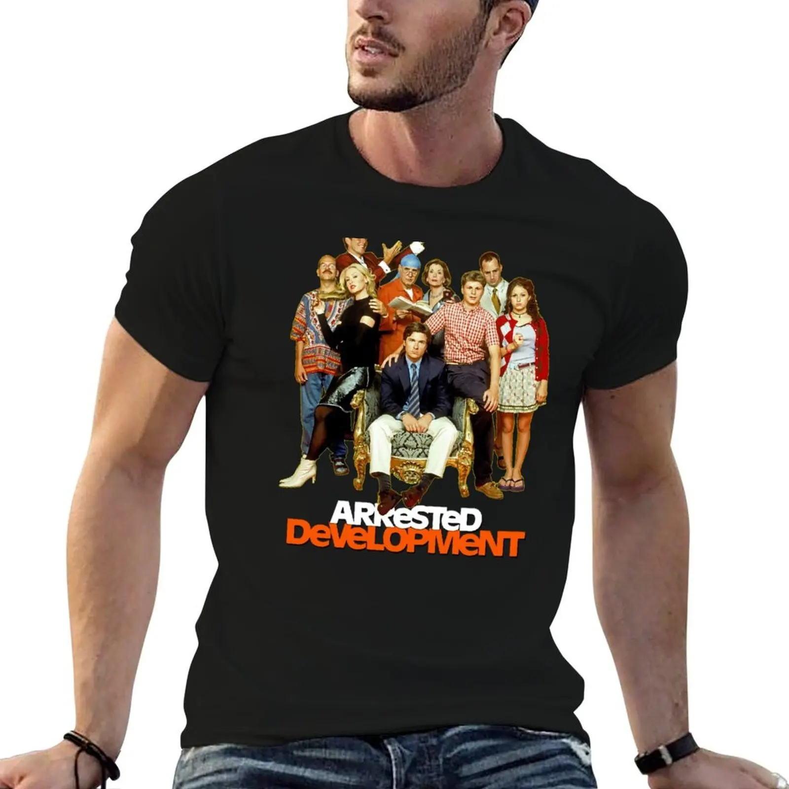 

Arrested Development Full Throwback Cast Tribute T-Shirt t shirt man designer man t shirt cotton high quality T-Shirt