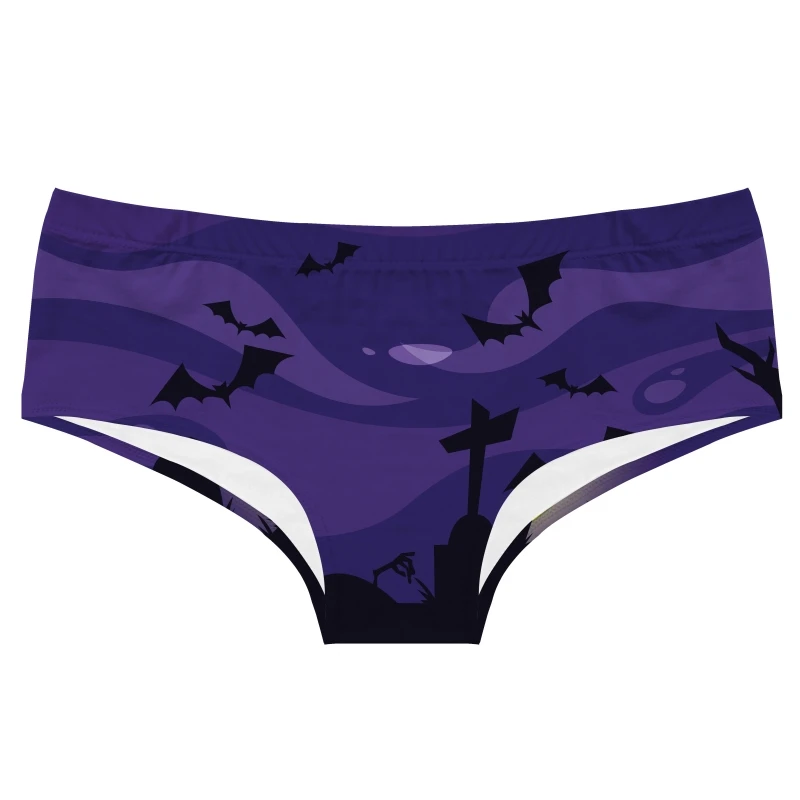 Calzoncillos con estampado de letras de Halloween para mujer, pantalones en T transpirables de seda de leche para mujer, bragas sexis para levantar glúteos, bragas femeninas sin costuras