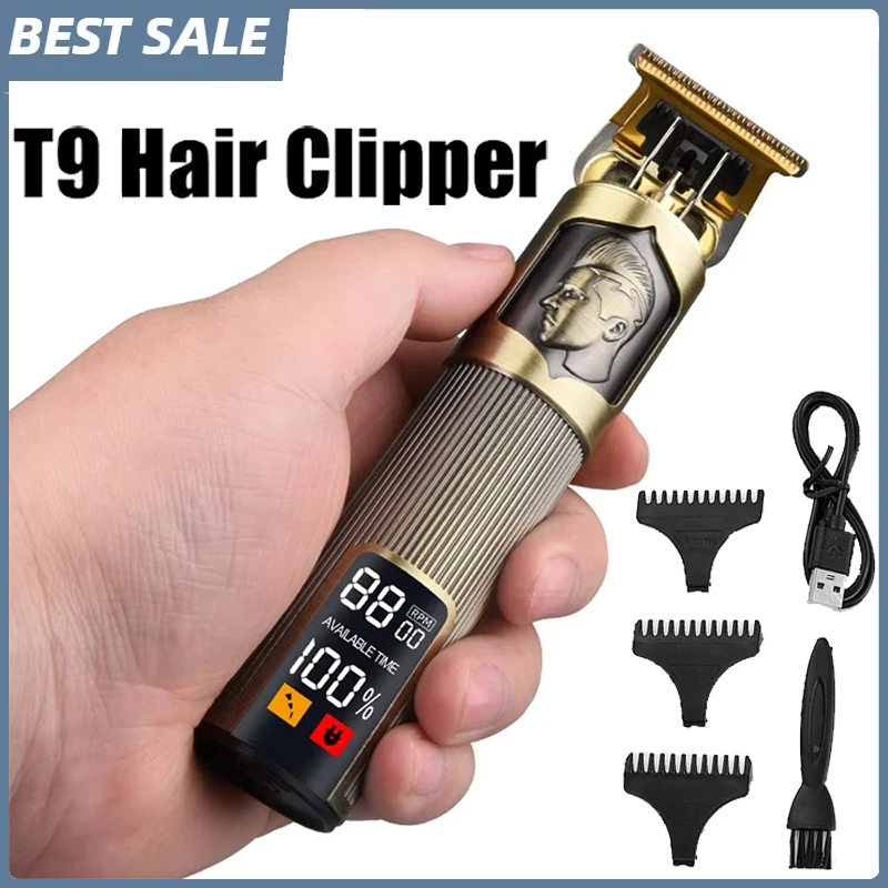 

New Men's Vintage T9 Hair Clipper Portable USB Charging Hair Cutting Machine Fashion Professional Barber Boyfriend Gift