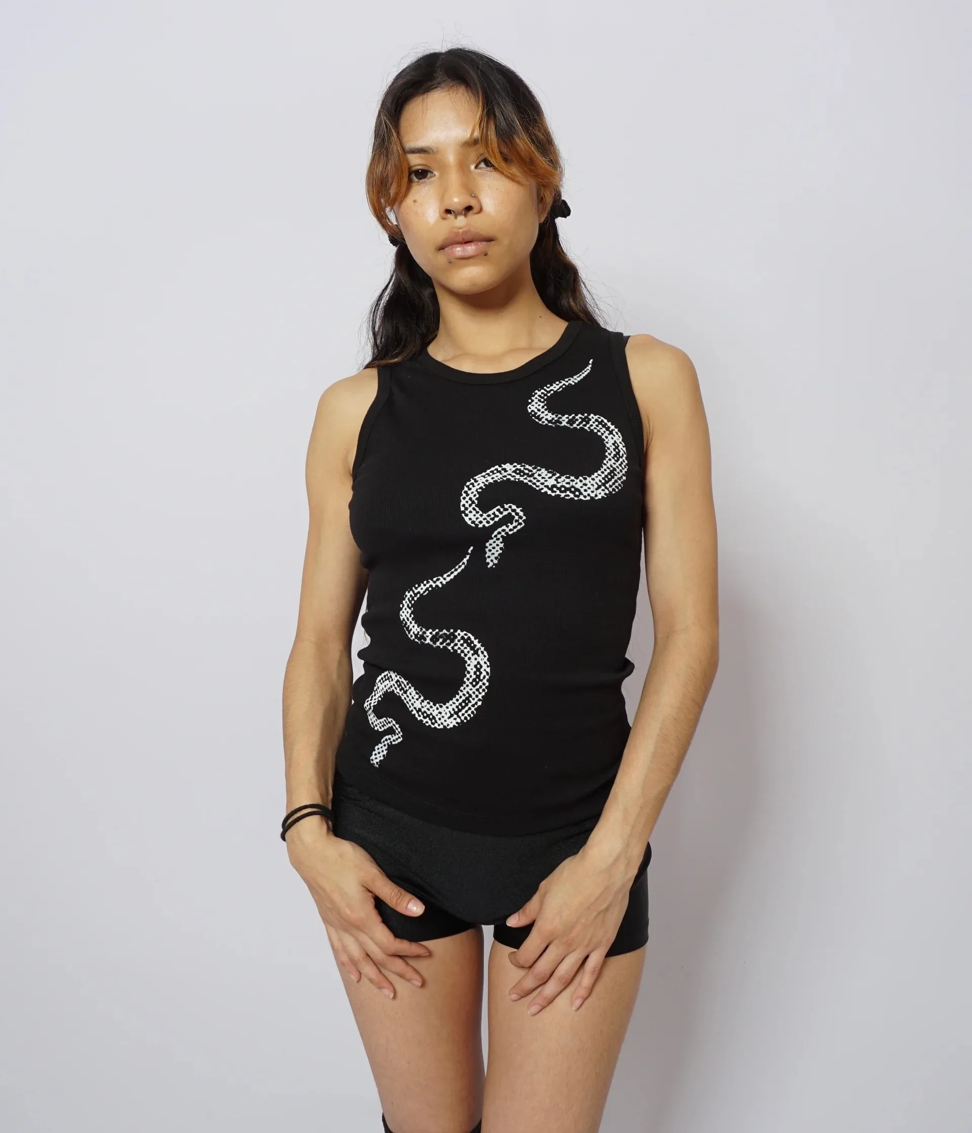 Snake Print Crop Top Neck Cover Summer Elegant Sexy Trendy Dark Small Audience Top American Style Shoulder Strap Vest