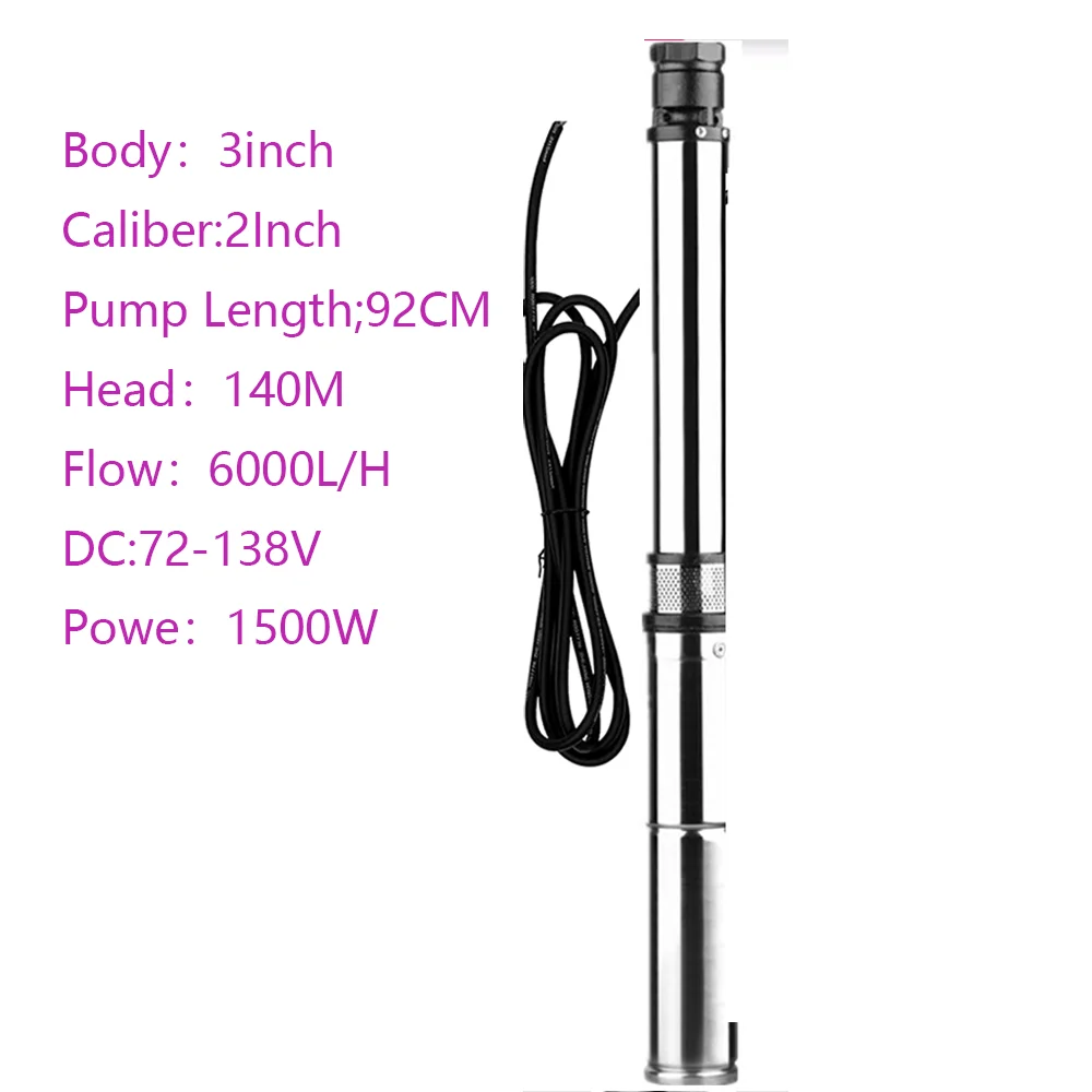 

2HP Solar Deep Well Pump With MPPT Function Flow rate 6000L Per Hour 120-140M Head Solar Irrigation Submersible Pump