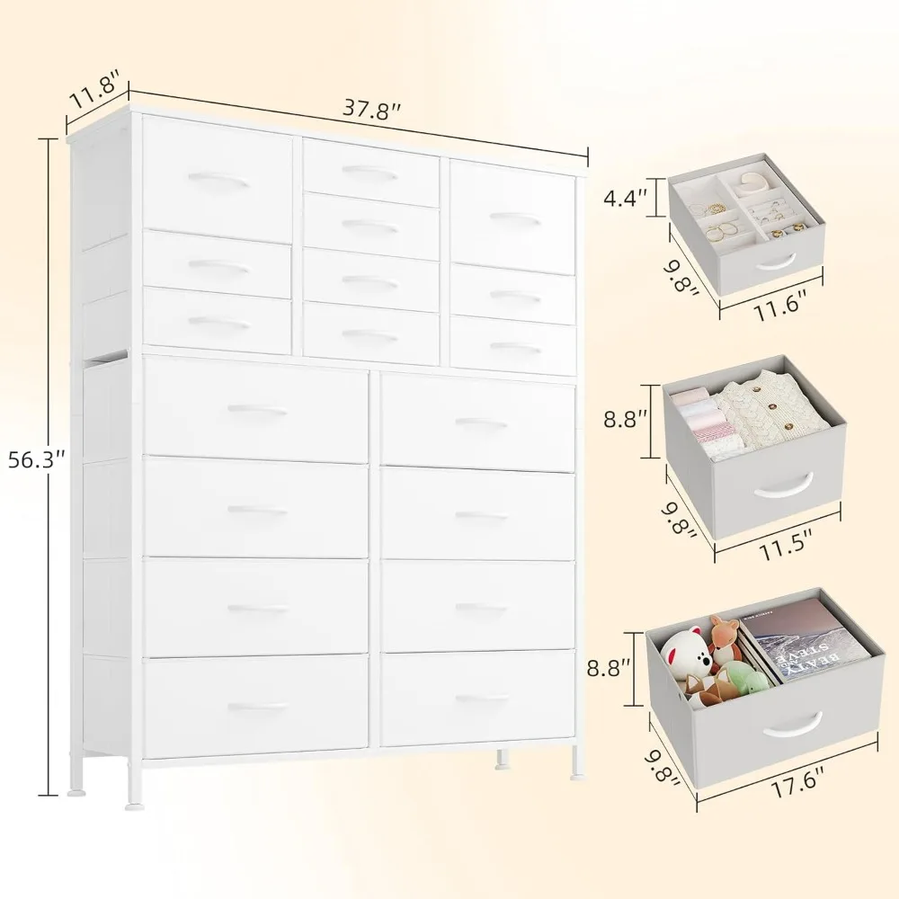 برج تخزين قماشي مكون من 18 درجًا لغرفة النوم، وخزانة تنظيم الصدر متعددة الأغراض