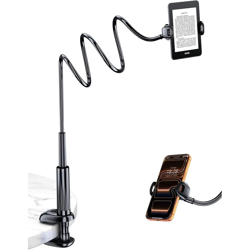 

Long Arm Clamp Mount for Hands-Free Reading and Bed Desk Use, Compatible with 4.7-8.6 Inch Devices