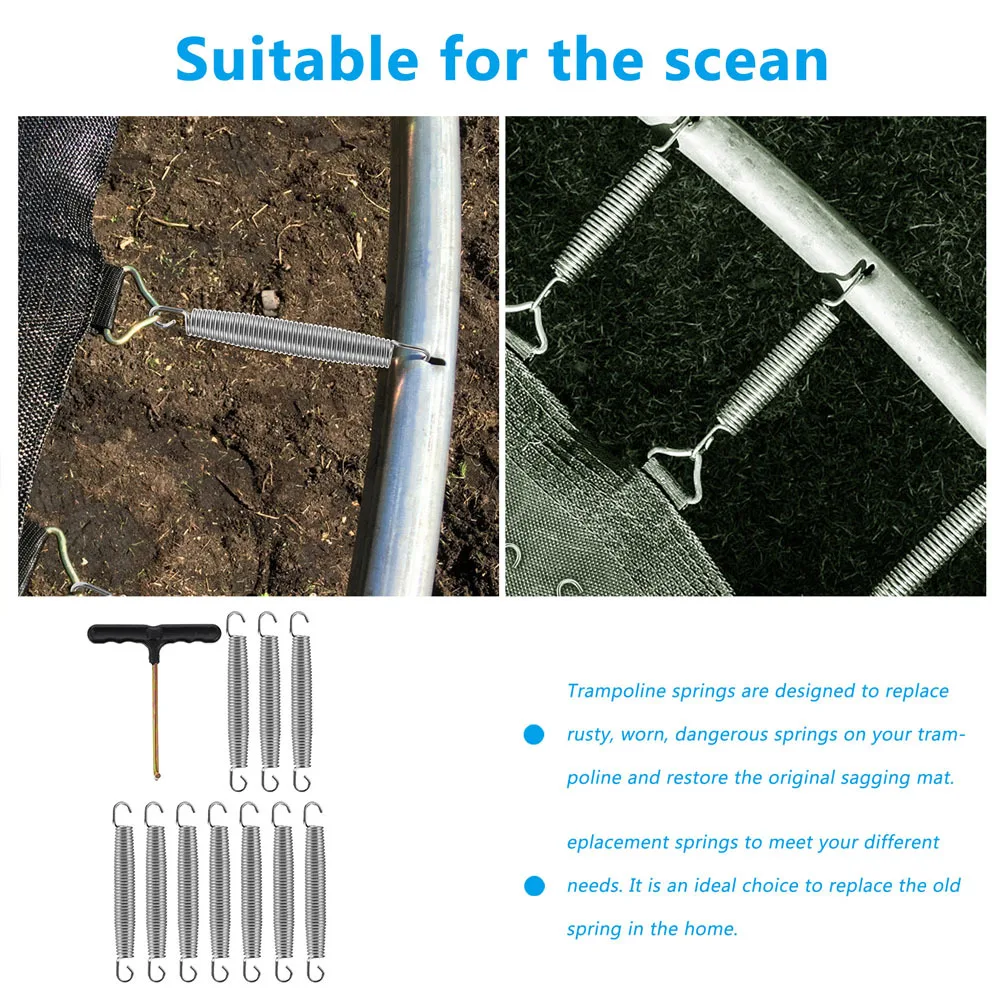 

1 set Trampoline Spring Galvanized Steel Wire Sturdy Tension Spring For Outdoor Fitness Extension Compressed Hook Springs