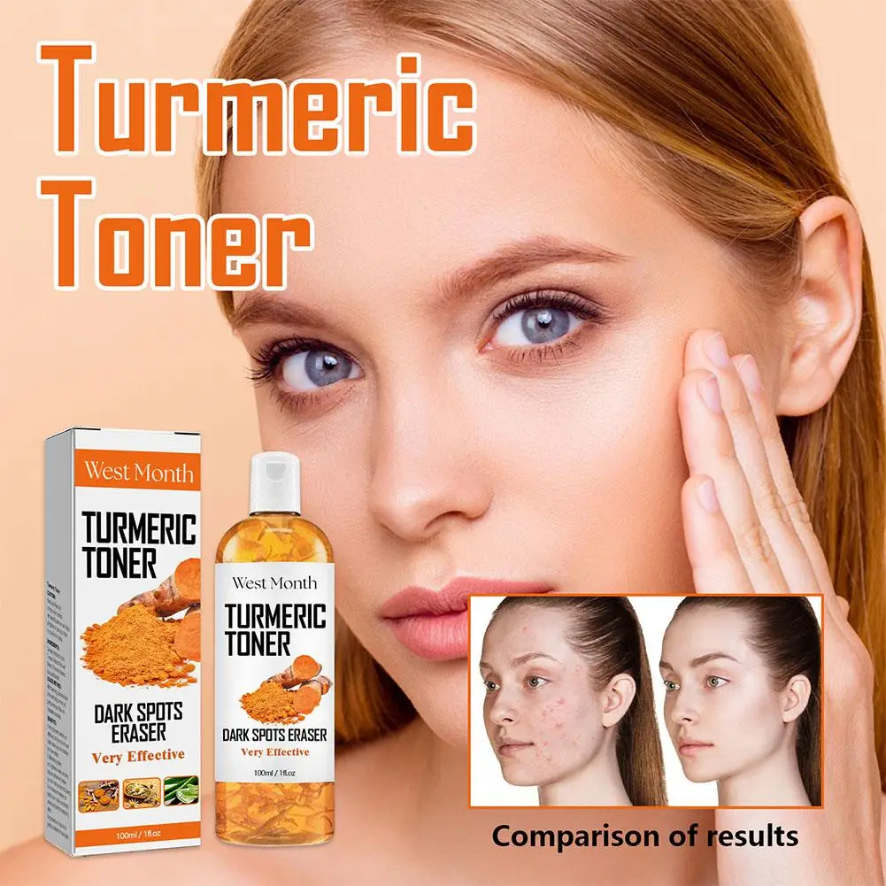 Tóner de cúrcuma 2 piezas para mujer, Corrector de manchas oscuras, hidratante facial, ilumina el tono de la piel, fórmula Natural, 200ml