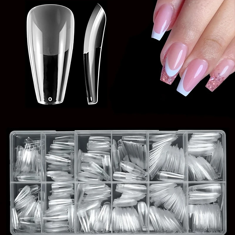 600 mittelgroße mandelförmige Nagelflicken, Mandel-X-Gel-Nagelflicken, transparente künstliche Nägel, vollständig abdeckende Acryl-Nagelflicken für die Nagelverlängerung