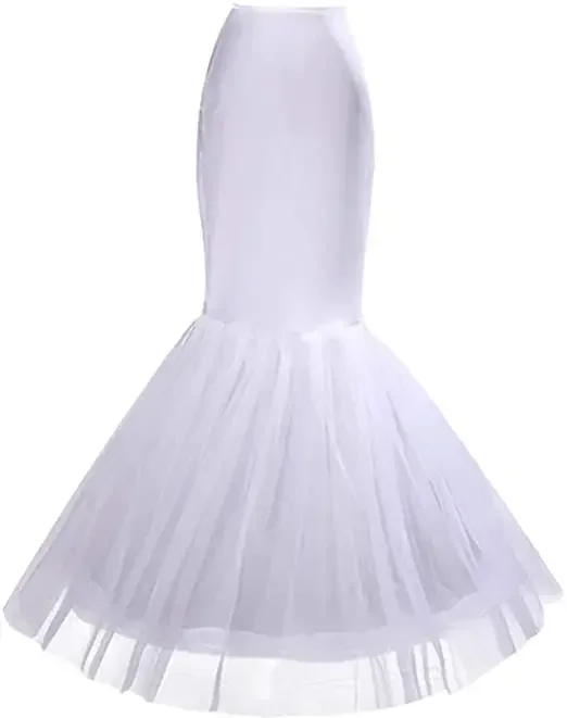 Lady Women's Mermaid Petticoat Crinoline Underskirt for Wedding Dress Bridal Accessories White