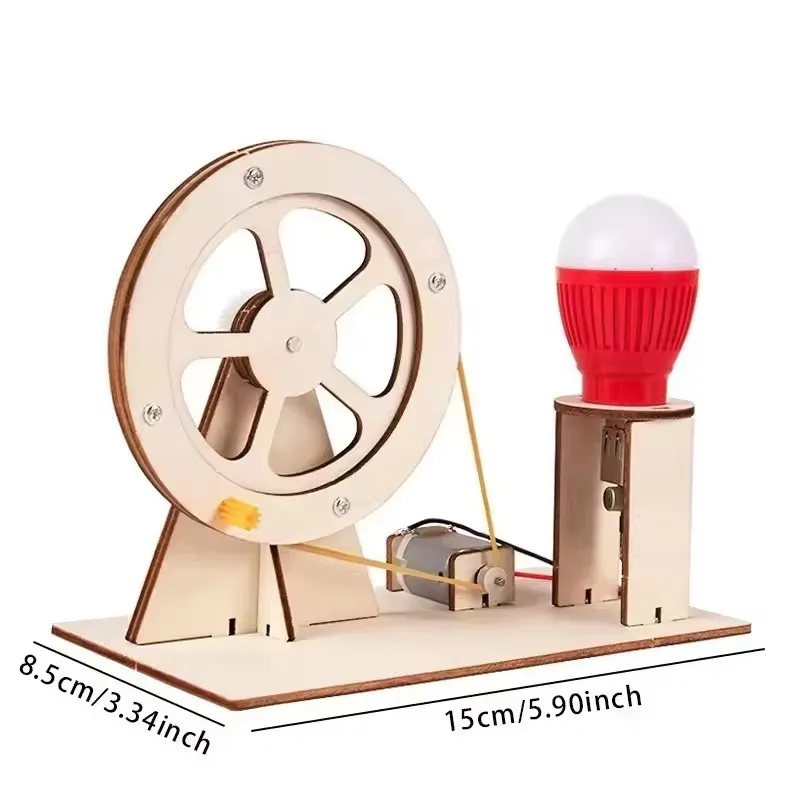 DIY Hand Crank Generator Science Kit STEAM Wooden Physics Educational toys Experiments Electricity Renewable Energy Learning