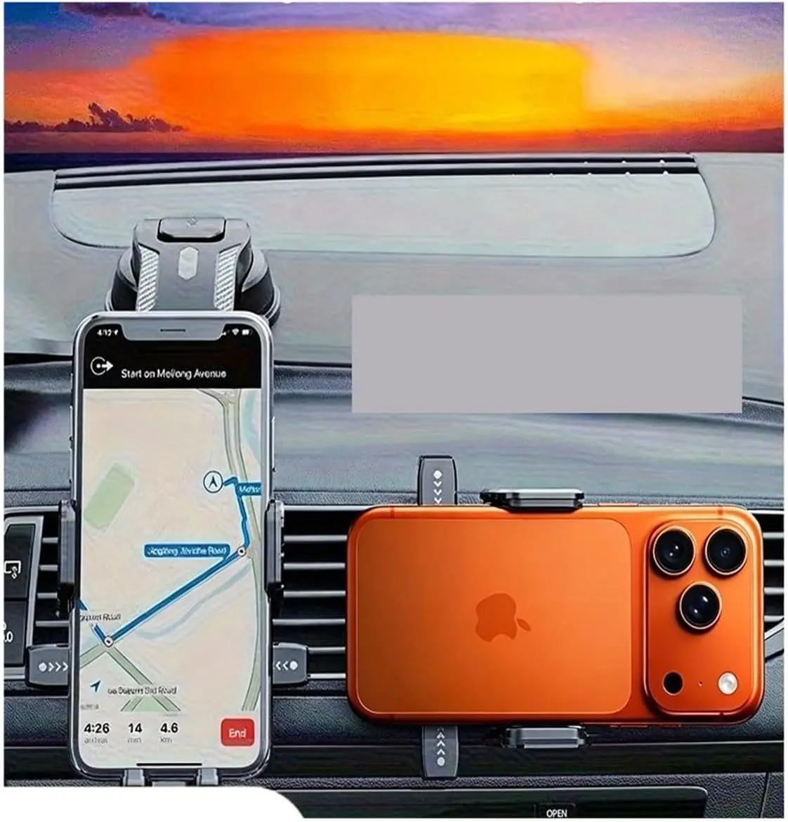 

Foldable AC Vent Phone Holder, 12x11cm, Low Profile. 360° Rotation, Universal Fit, Easy to Use