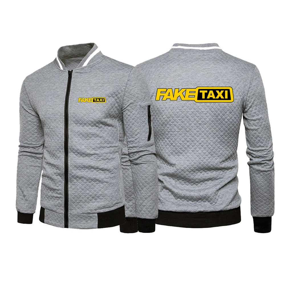 FAKE TAXI Printing Fashion 2023 New Man's Spring and Autumn Solid Color Cotton Round Collar Long Sleeve Slim Fit Tracksuit Coat