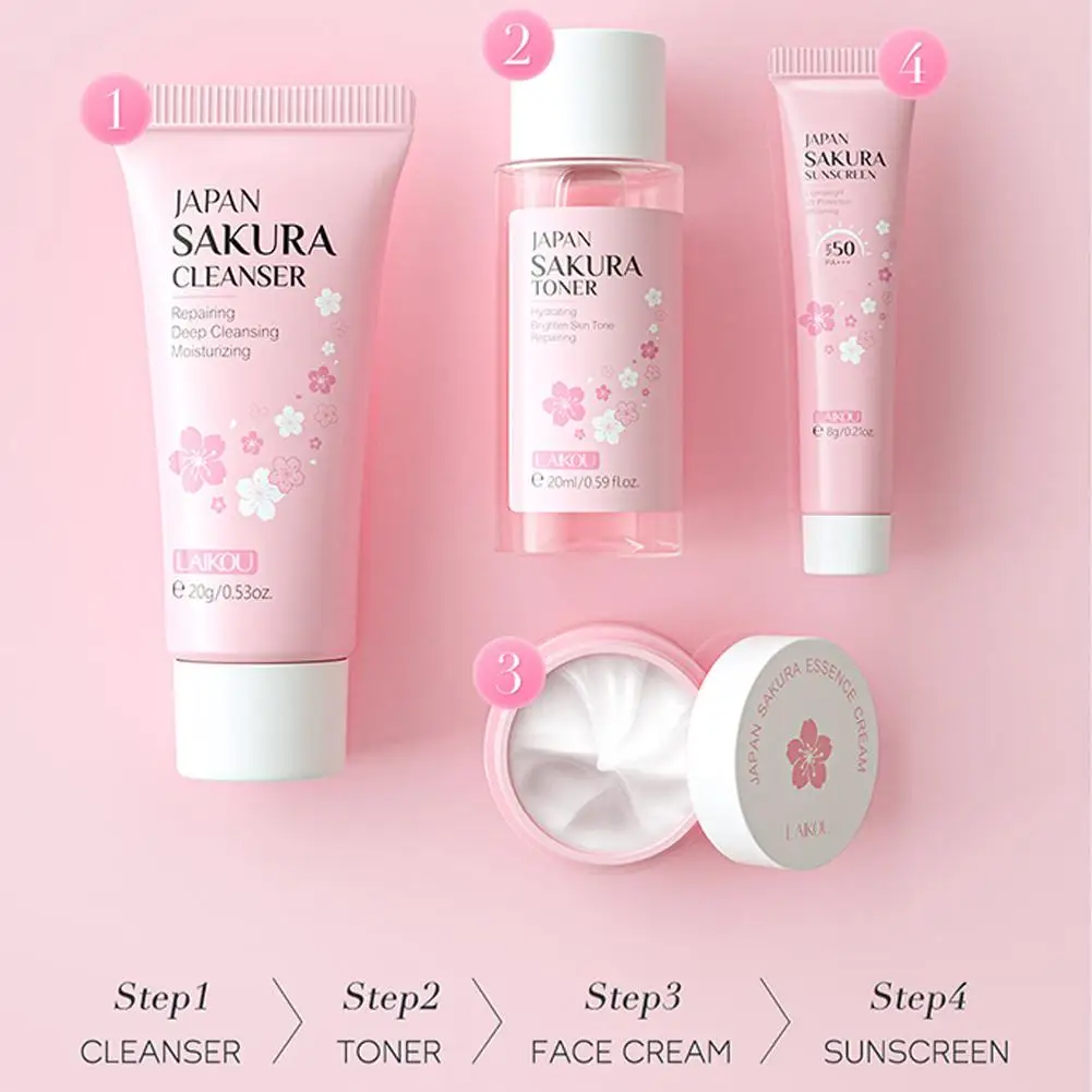 Sakura set per la cura della pelle crema per il viso crema per il viso al collagene crema idratante riparatrice per gli occhi prodotti per la cura della pelle del viso