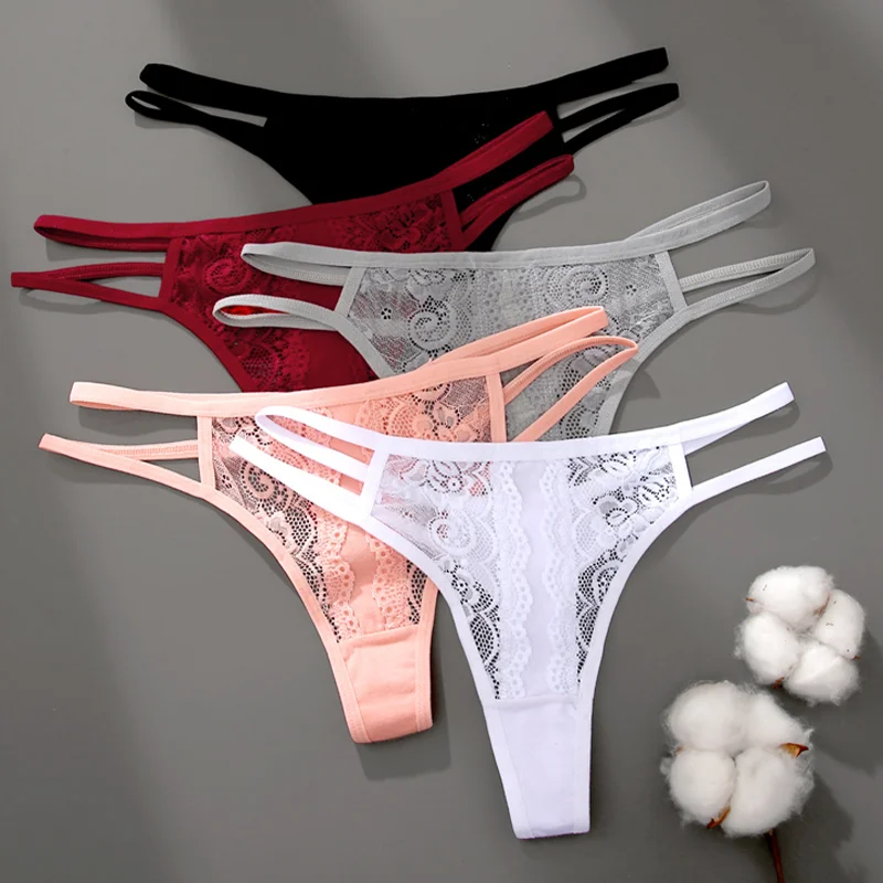 Lace Sexy Thongs Women Perspective Bikini Underpants S-XL Low-Rise G-string Underwear for Female Hollow Out Ladies Sexy Lingerie