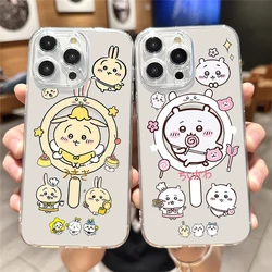 MINISO C-Chiikawa U-Usagi Phone Case for iPhone Plus 11 13 12 14 15 16 Pro Max Transparent Shell Magsafe Magnetic Wireless Cover