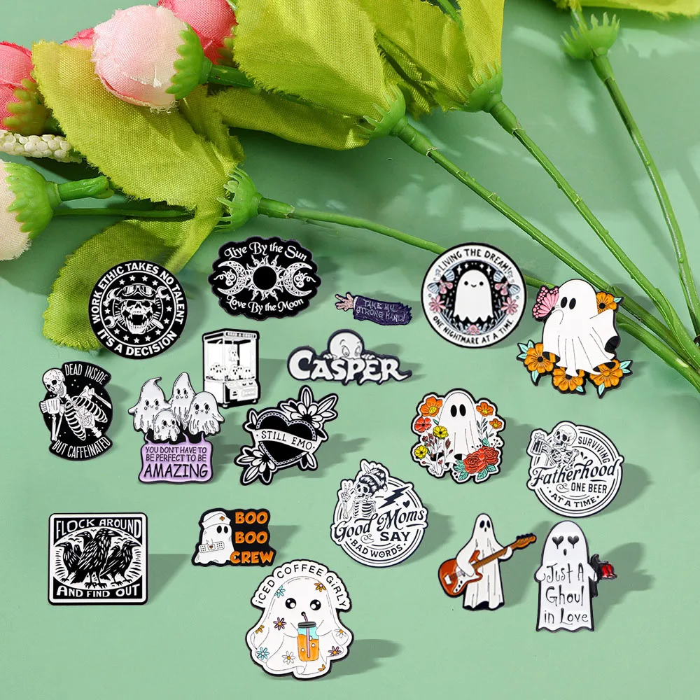 Halloween Guitar Ghost Brooch Badge Clothing Backpack Accessories Pin Alloy Badge New