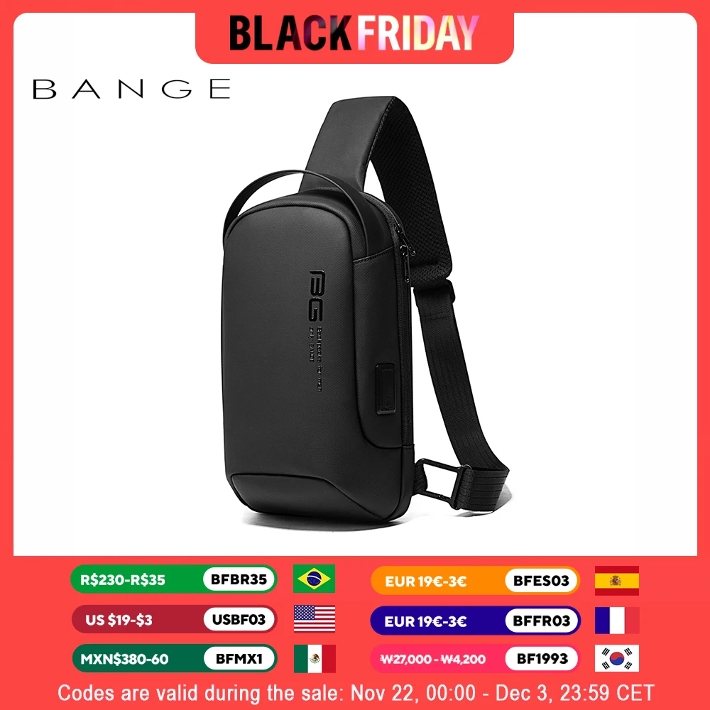 BANGE 2021 New Multifunction Crossbody Bag Shoulder Messenger Bags Male Waterproof Short Trip Chest Bag Pack for Men