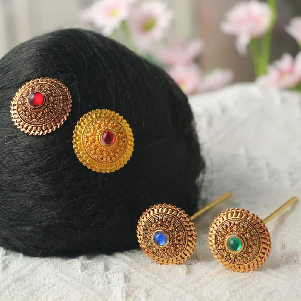 Thailand Dai Style Hairpins Dance Headdress Rhinestone Thai Gold Hair Fork Ethnic Vintage Chinese Chopstick Hair Sticks Festival