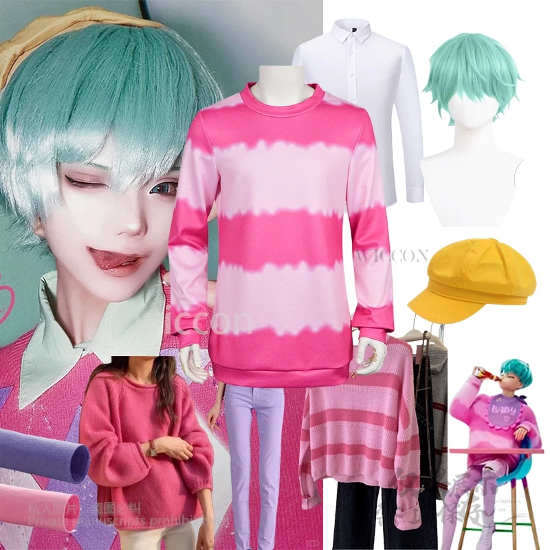 Película de Anime KPop Demon Hunters superestrella JASA niños bebé sudadera rosa peluca verde menta pantalones camisa sombrero conjunto completo disfraz de Cosplay