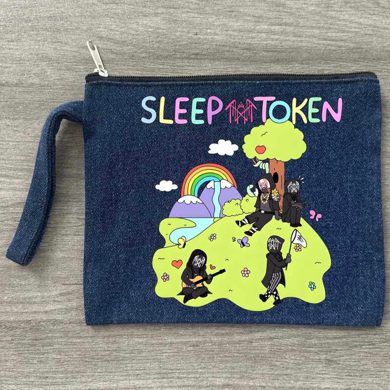 

Sleep MUSIC BAND Canvas Pouch Slogan Canvas Bag Funny Denim Cosmetic Zipped Pencil Case Snack Bag Luxury Bag Makeup Case Bags