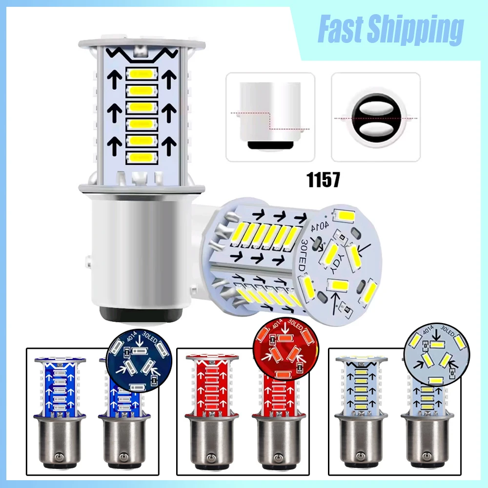 

2pcs 1157 BAY15D Motorcycle Reversing Turn Signal Flash Taillight 30SMD DRL LED Brake Parking Lamp Motorbike Bulb Accessories