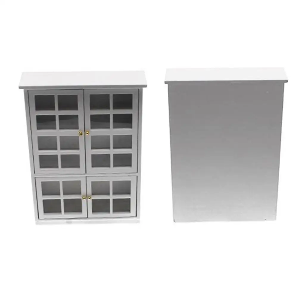 Miniature Dollhouse Furniture 1 12 Scale Wood Cabinet White Cupboard Handmade Accessory for Doll House Kitchen Study Bedroom