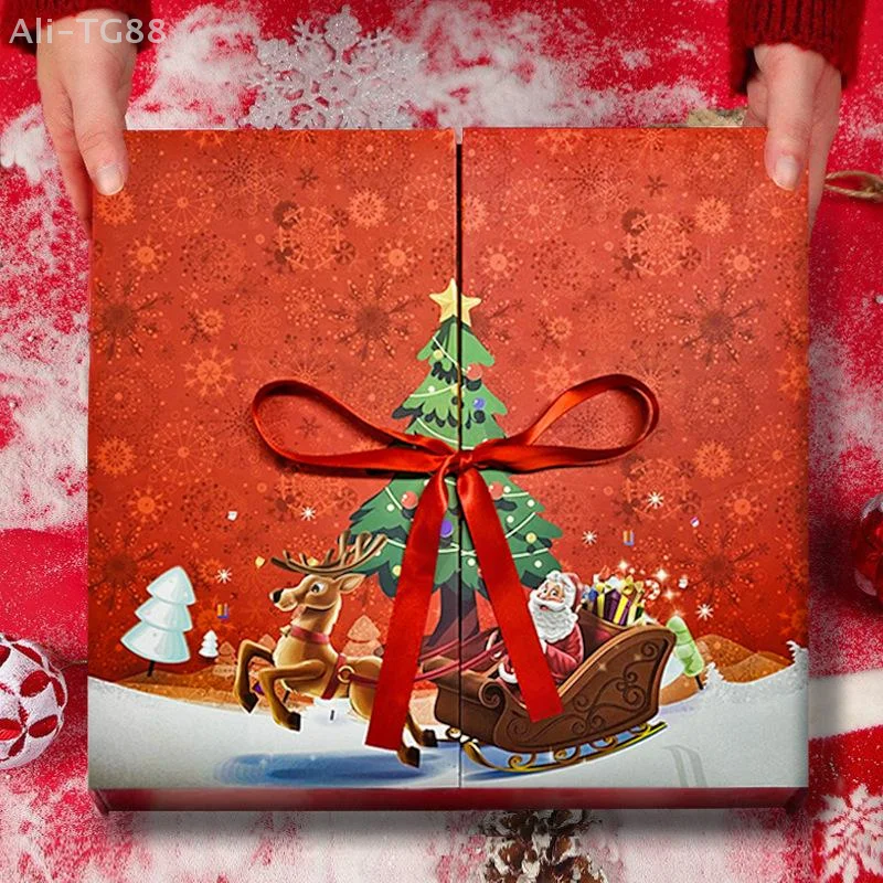 Kalendarz Adwentowy z Nadrukiem Świętego Mikołaja na 24 Dni - Puste Pudełka do Zabawy i Przechowywania Prezentów na Święta Bożego Narodzenia