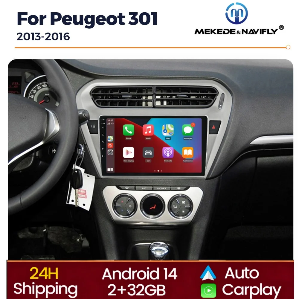9 Inch Car Play Android Auto For Peugeot 301 2013-2016 GPS Navigation Car Radio Stereo Multimedia Player Wireless Carplay BT RDS