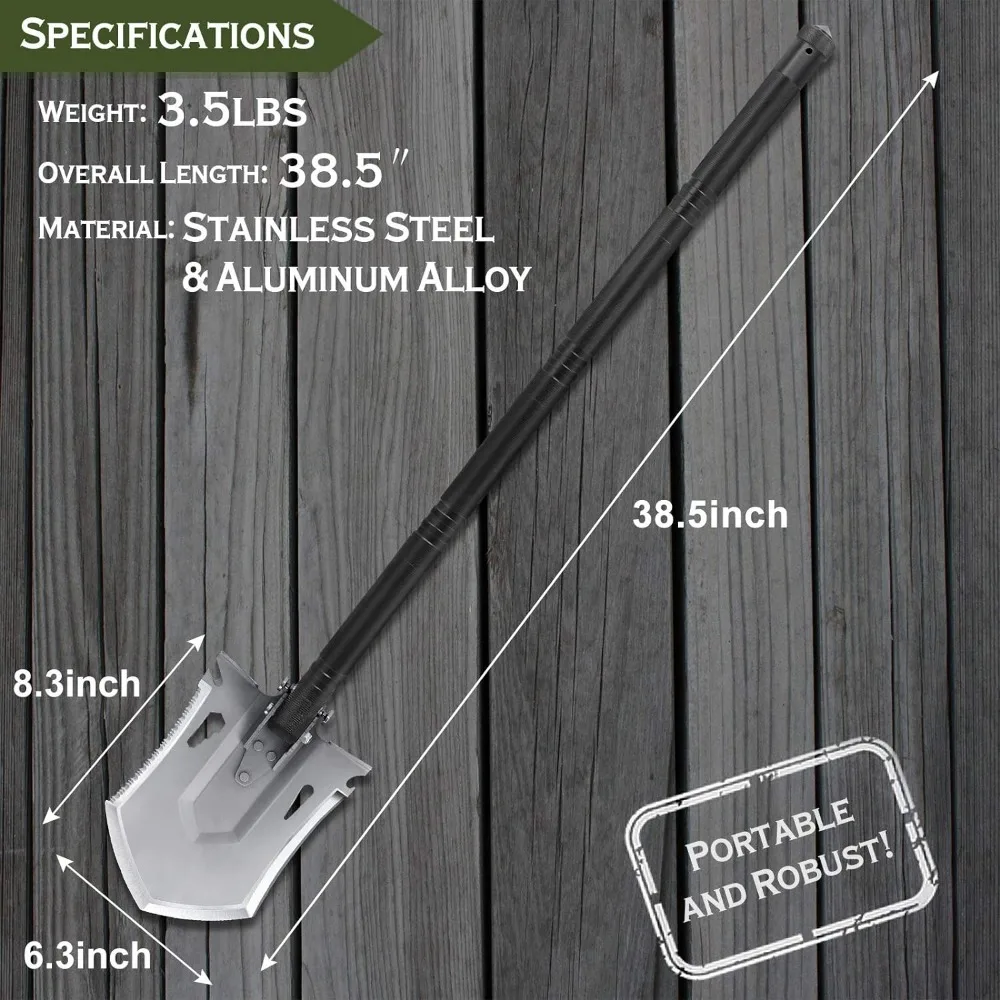 Imagem -04 - Dobrável com Alça de Bloqueio Design Ferramenta Tática Portátil Camping Multitool Dobrável Sobrevivência 38 pá