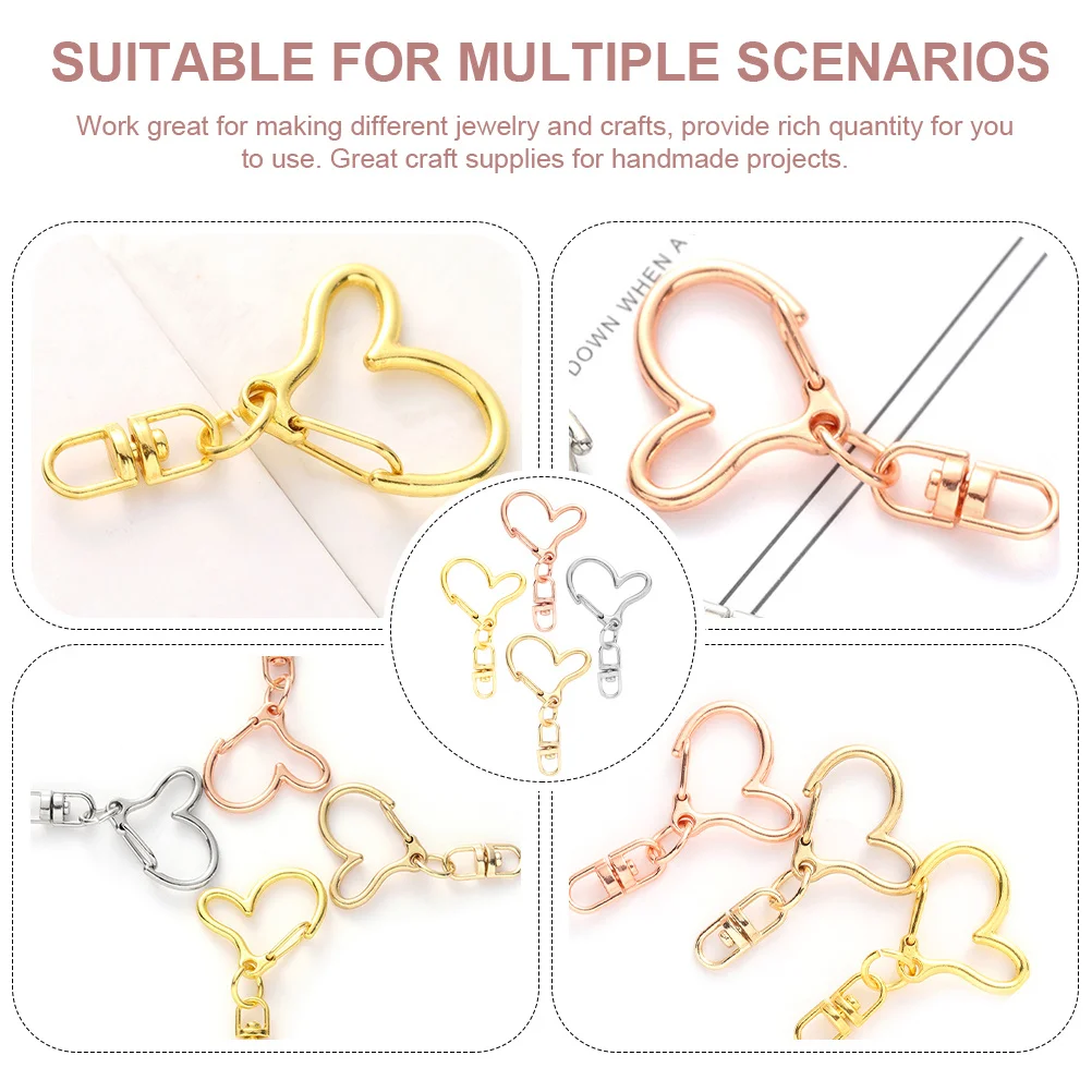40 Stück Herz-Schlüsselanhänger-Verschlüsse aus Metall, Karabinerverschnallen, DIY-Schmuckherstellungsteile, Verbindungsschnallen für Schlüsselanhänger, Zubehör
