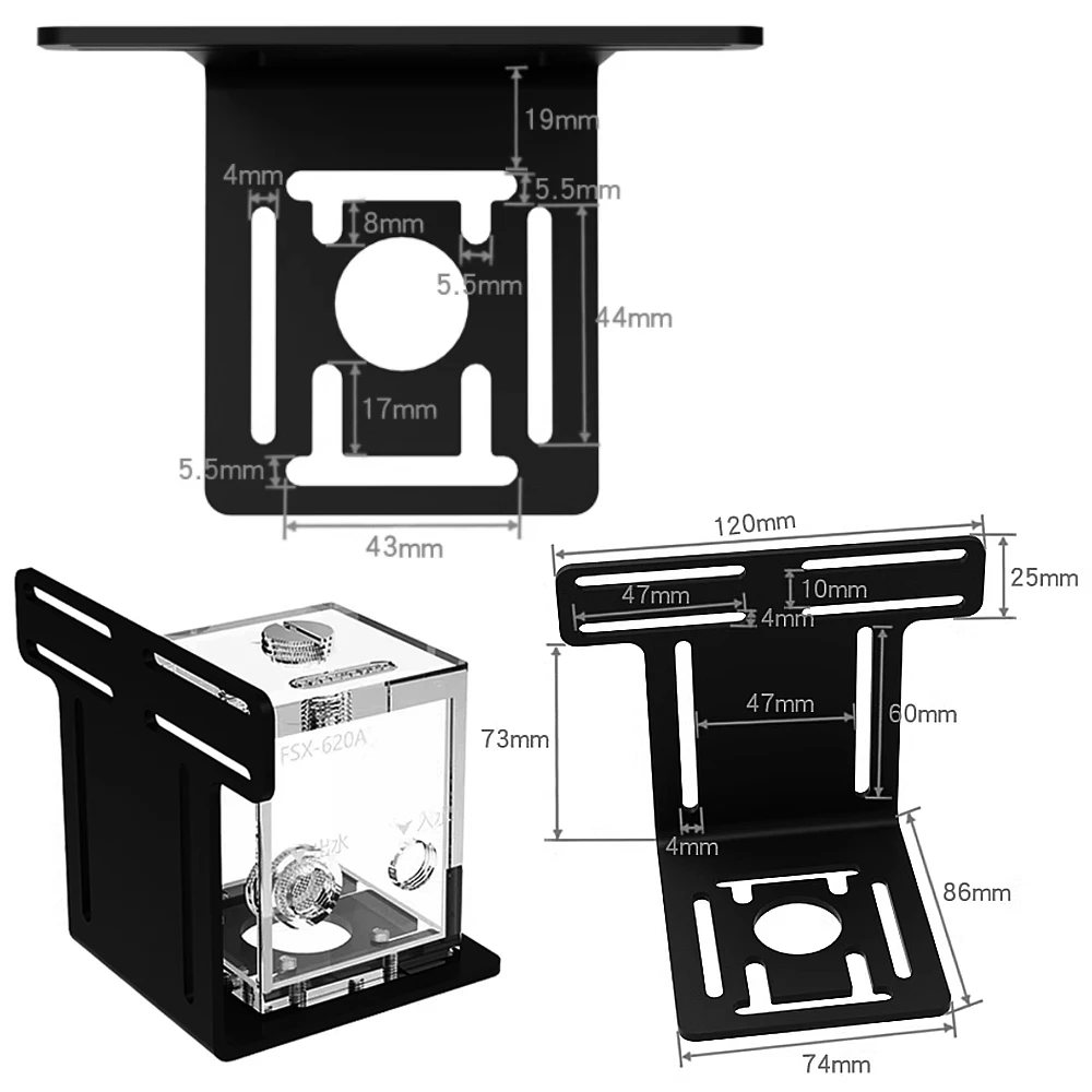 FREEZEMOD 80/120/200/320/360mm Square Acrylic Water Tank with Outlet Filter Screen Silver/black Mounting Bracket FXSX-F620
