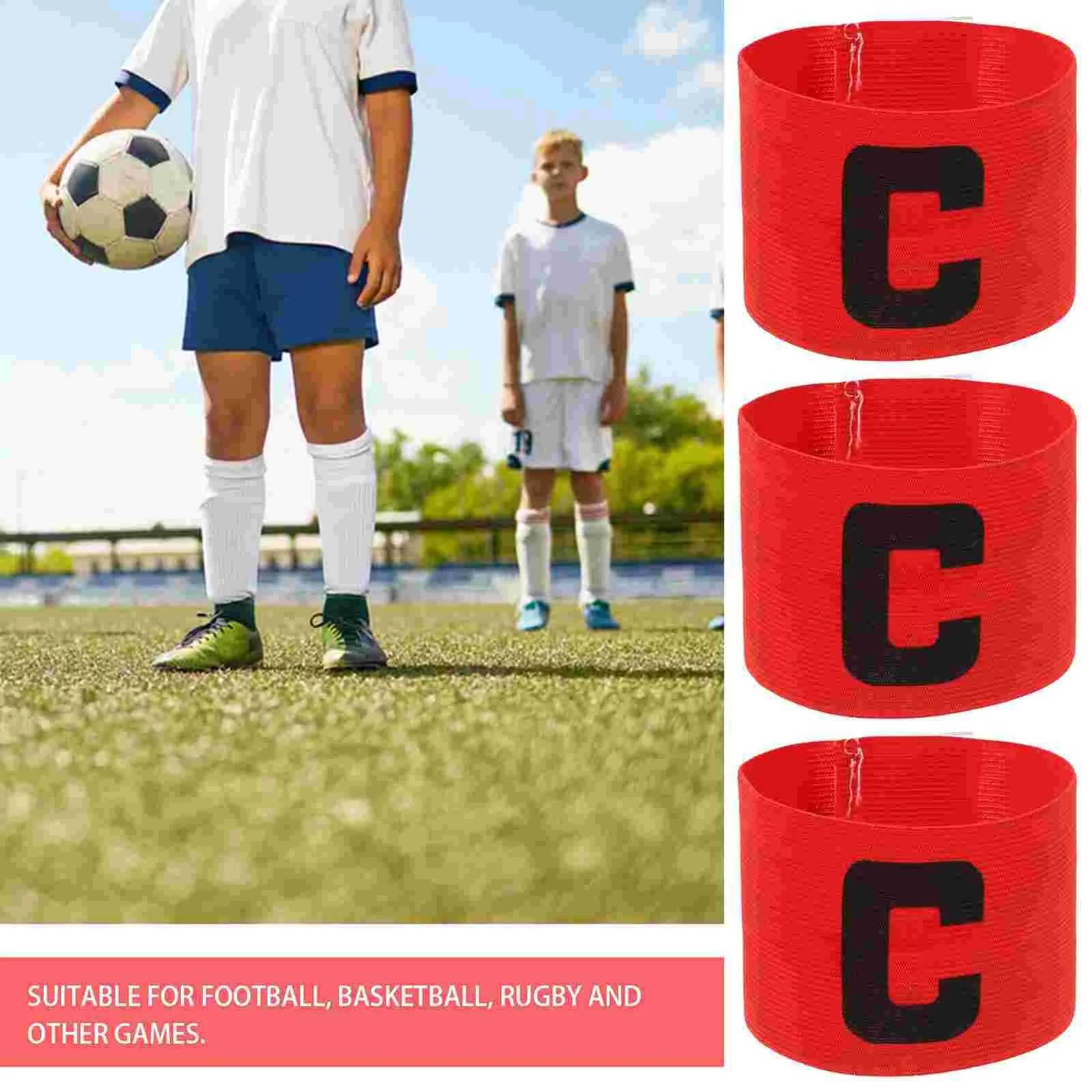 6 ชิ้นปลอกแขนกัปตันผู้นําทีม Armbands สีฟุตบอลฟุตบอลการแข่งขันยืดหยุ่นผู้ชายผู้หญิง