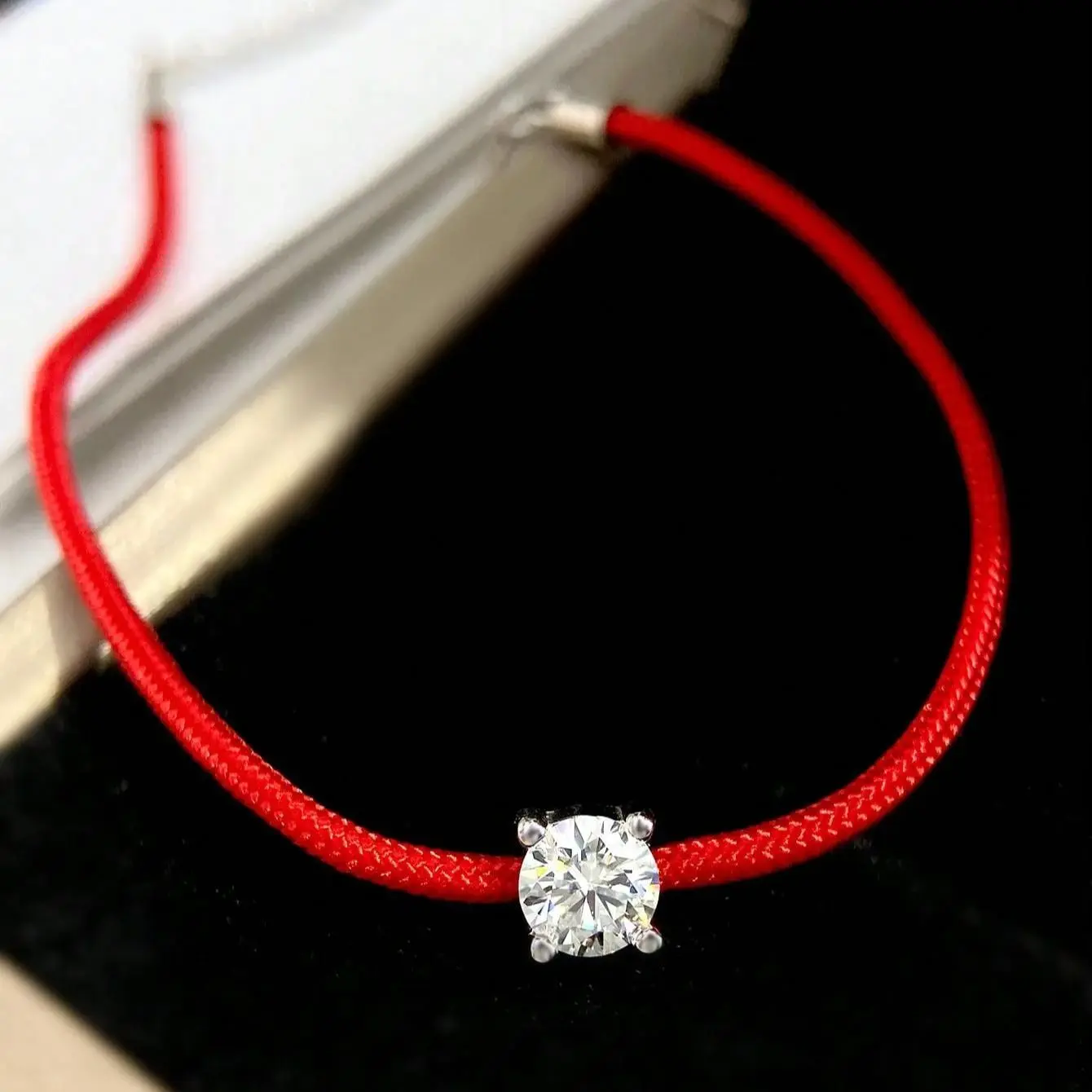 GRA 0.5 Carat Sparkling Certified Real Moissanite Diamond Red String bracelets for Woman Gift Minimalism Party Fine Jewelry