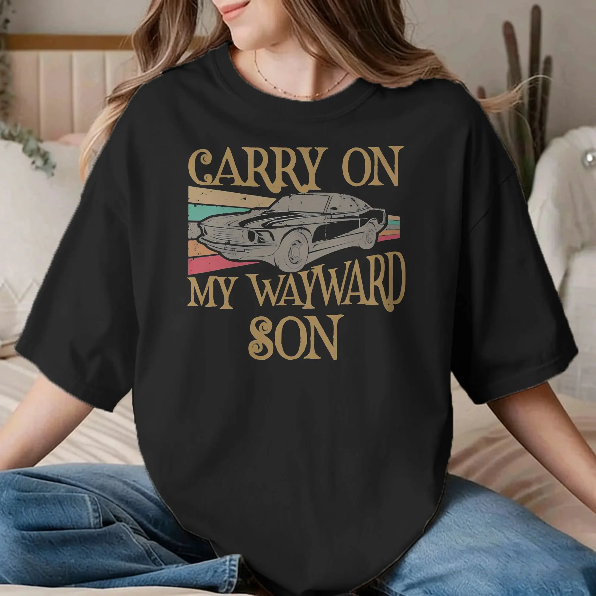 Carry On My Wayward Son for Men Women T Shirts Supernatural TV  Shirt Short Sleeve O Neck T-Shirts Pure Cotton Printing Clothes