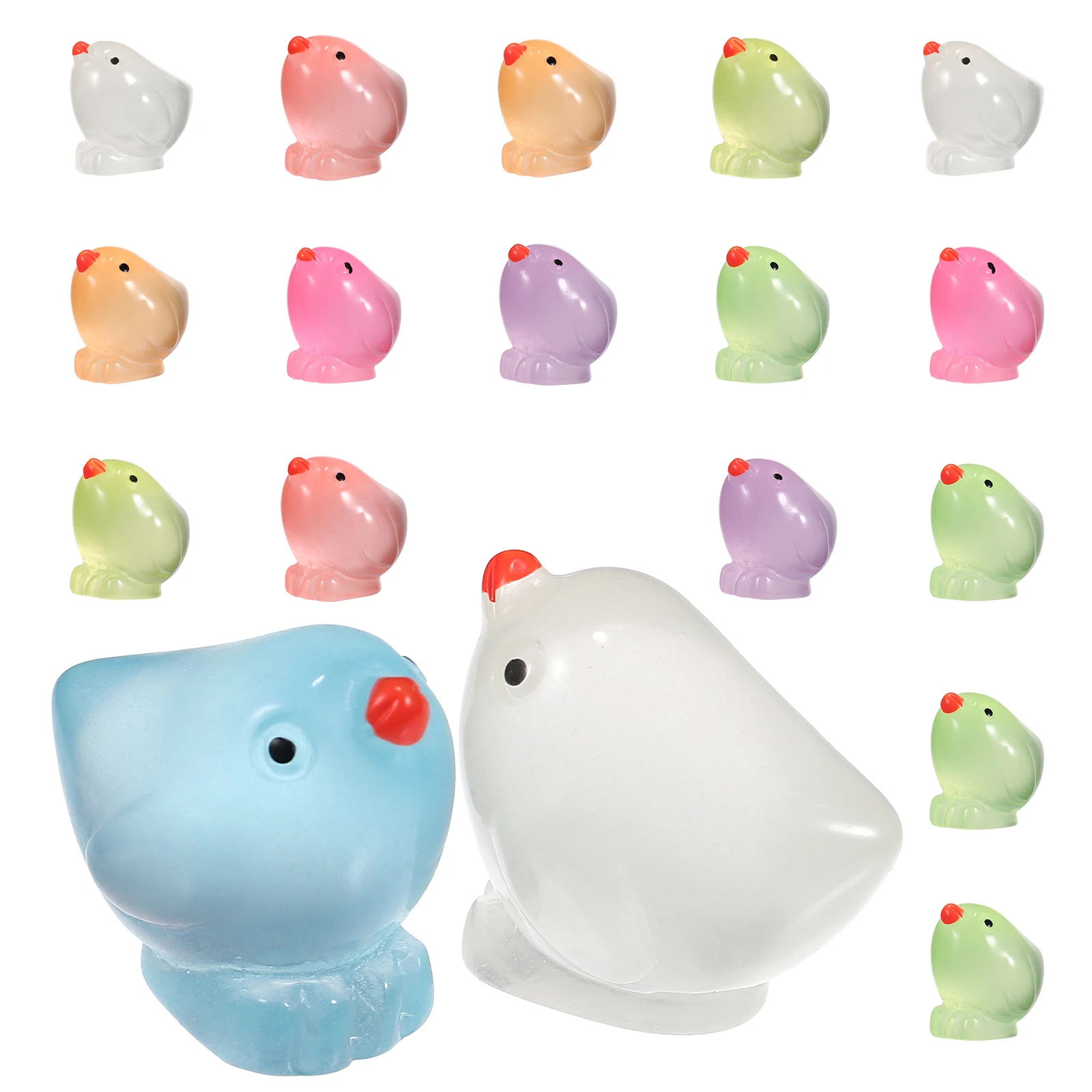 18 Pcs Mini Luminous Little Yellow Chicken Stuffed Animals Decoration Resin Miniature Small