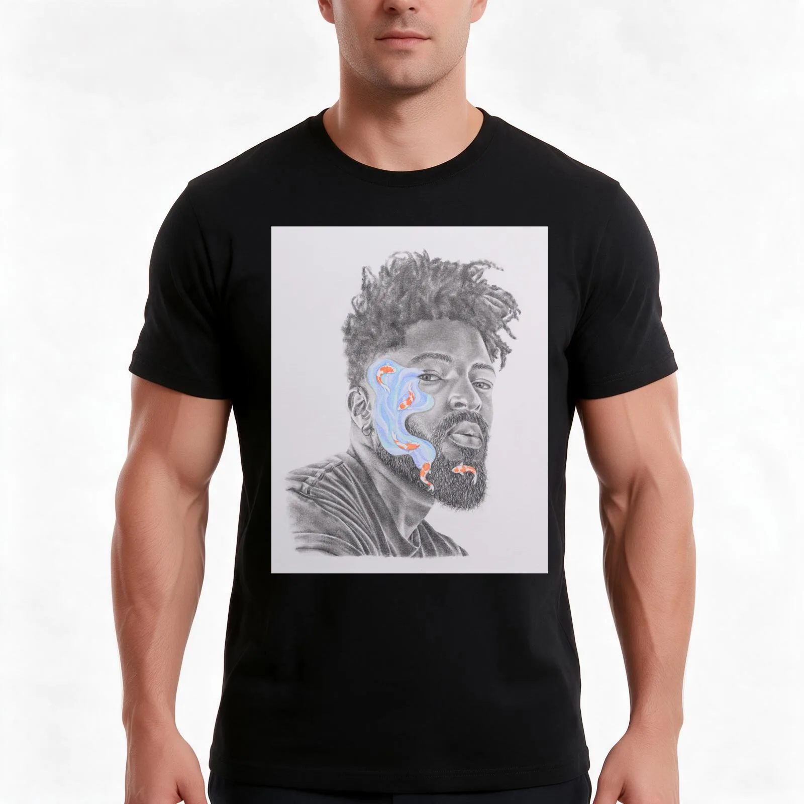 Major Work - Crying Koi Fish T-Shirt, Summer Casual Cotton Tee, Oversized Streetwear Tops, Vintage Graphic Print, 100% Cotton