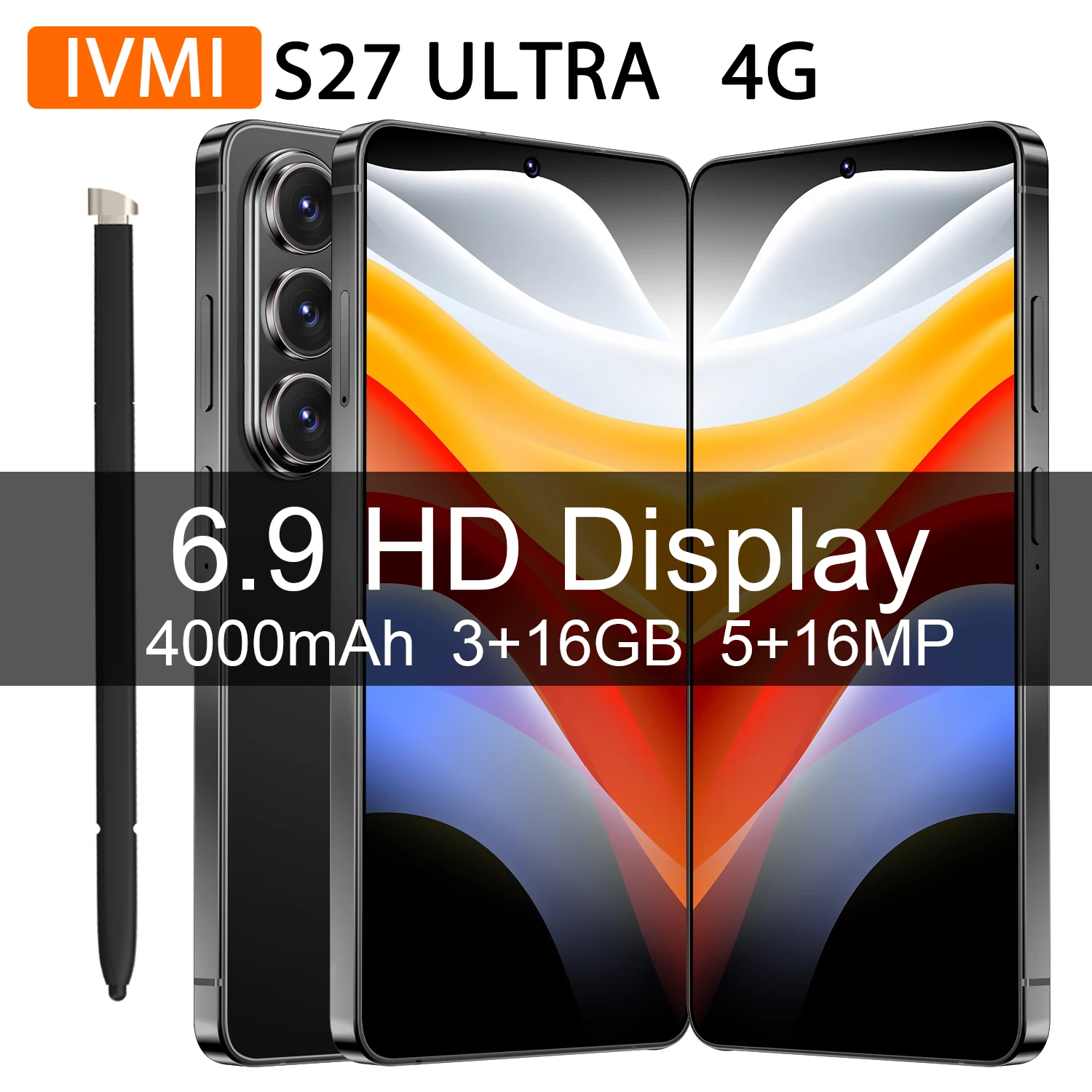 IVMI S27 Ultra Global Version Smartphone 3+16GB Face Unlock Dual SIM Android Google Play Store Cheap Built-in pen Mobile Phones