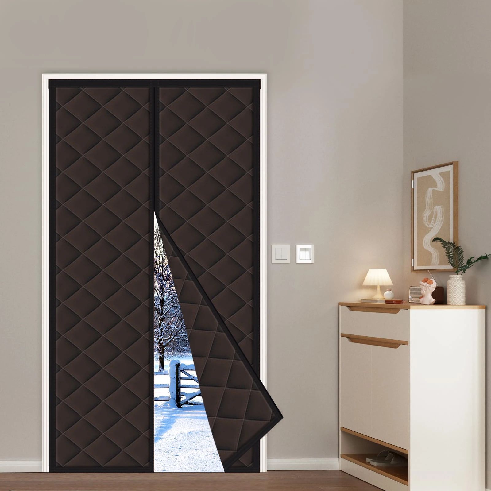 

Household Thickened Cotton Door Curtains with Non Punching Magnetic Absorption Cold Resistance and Wind Resistance