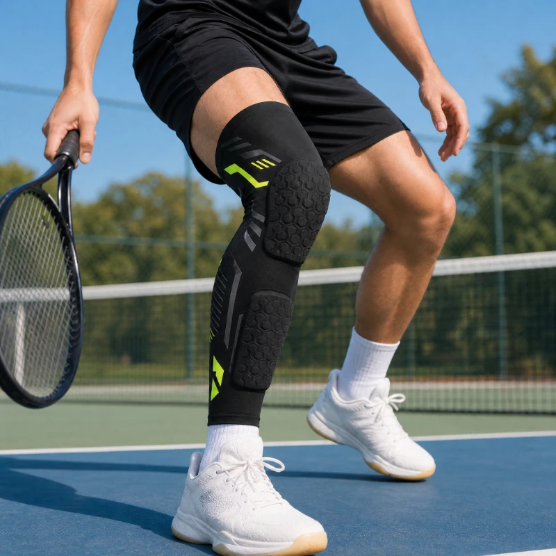 2PCS Separate Anti-Collision Knee Pad – Dual weight-bearing protection for knee cap & calf. Shock absorption + enhanced safety. For basketball, running & gym.