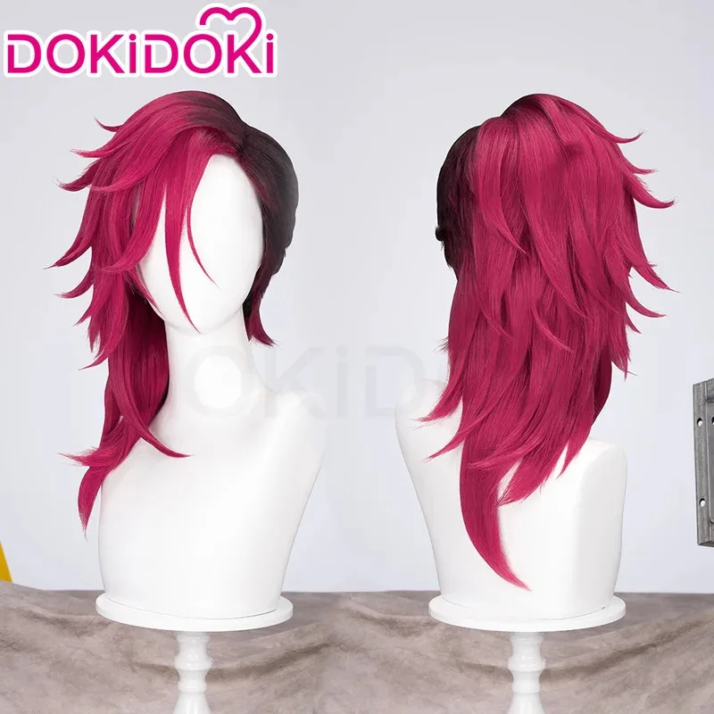 A2025 新在庫ゲームドキドキ女性 45 センチメートル黒赤グラデーション髪 Vii コスプレ無料キャップウィッグ ★   HAxiba!