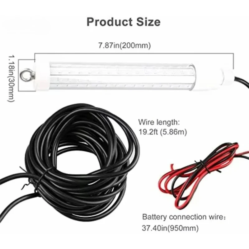 

10,5 Вт 120 светодиодный погружной алюминиевый светильник для рыбалки, зеленый светильник для ночной рыбалки, приманка для поиска приманок для краппи, лодки и зимней рыбалки