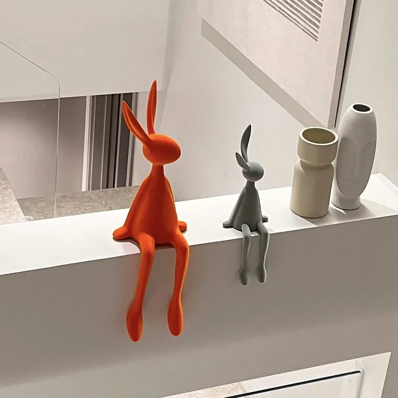 Home Decor Cream Breeze Sitting Rabbit Ornament TV Stand Desktop Decorations Home Accessories Living Room Furniture Resin Crafts