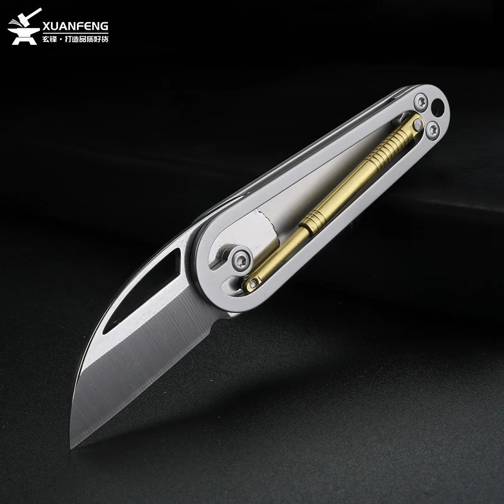 XUANFENG Titanium alloy swinging device folding knife sharp stainless steel mini knife portable keychain pendant knife