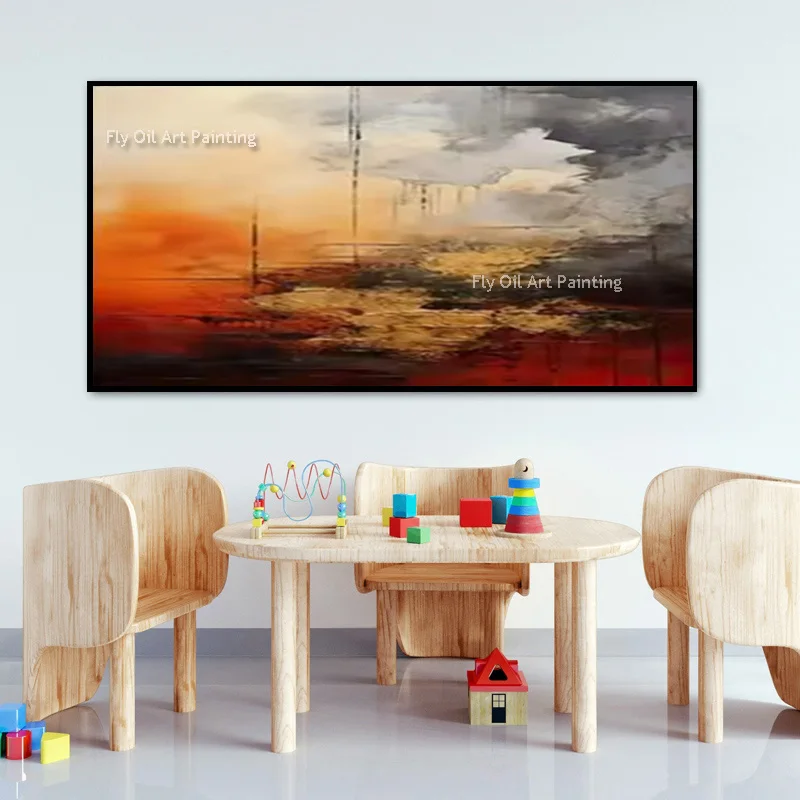 Speical Design Modern Green Yellow Forest Landscape Canvas Wall Art New Home Decor Items Handpainted Black Orange Oil Painting
