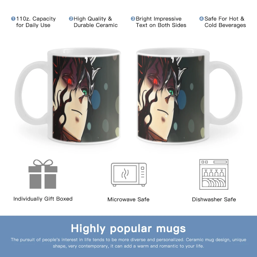 

Classic Black Clover Free shipping Ceramic Mug Cute Coffee Tea Milk Stave Mugs And Cups with Handle Novelty Gifts